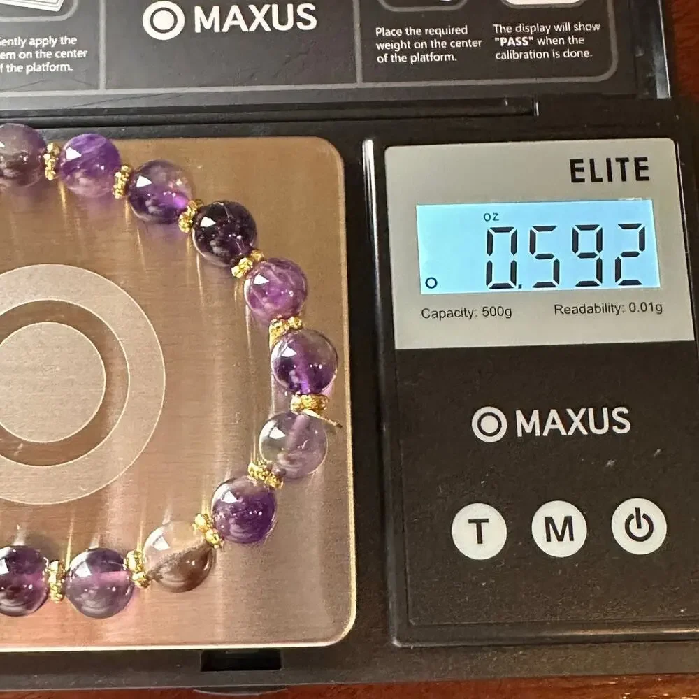 Purple Beaded India Brass Stretch Bracelet Beads Casual Boho Jewelry